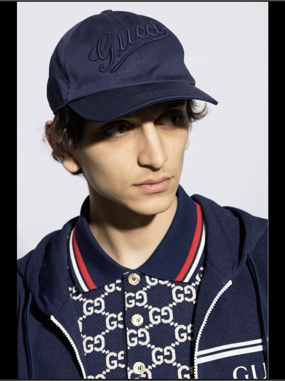 GUCCI Unisex Cotton Adjustable Script Logo Navy Blue Baseball
Cap Hat medium - Picture 7 of 8